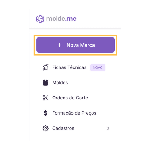 Cadastrando uma nova marca na Molde.me 