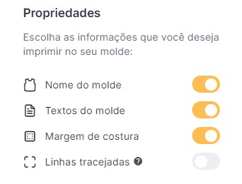 Propriedade de Impressão ao criar moldes