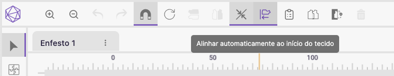 alinhar automaticamente ao início do tecido 